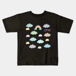 a cute character, cloud friends,Clouds, rainbow Kids T-Shirt